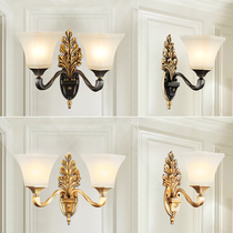 American wall lamp bedside lamp bedroom simple European copper wall lamp living room background wall staircase black simple American European wall lamp