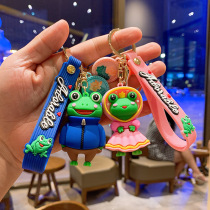 Couples cartoon ring paparazzi creative frog drop glue lovers car key chain bag hanging accessories Gift Key Buckle