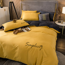 a-sided cotton b crystal velvet four-piece coral velvet flannel light luxury autumn and winter simple pure color single-sided velvet bedding
