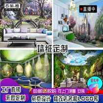 3d Solid Forest Large natural scenery Background wall Applie Dreamy Castle Custom Wallpaper Hotel Themed Room Stickers