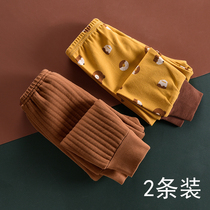 2-pack baby three-layer cotton trousers single child cotton autumn pants wearing warm pants open crotch pants a Category a
