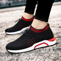 Official website flagship store Mens sports shoes all black soil leisure trendy shoes mesh shoes breathable remote lazy summer shoes