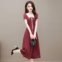 Three cherry outfits dress dress lady spring and summer new temperament foreign air collection waist display slim fit a dress