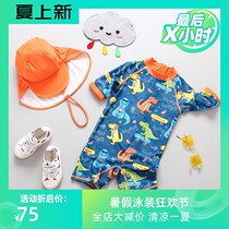  ins childrens swimsuit Boys one-piece cute beach sunscreen quick-drying young children children baby dinosaur swimsuit mens tide