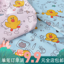 Fabric cotton 60 tribute satin cotton cloth childrens clothing sheets cartoon quilt cover kindergarten fabric handmade cute big yellow duck