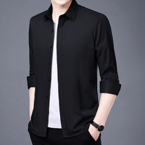 2021 summer new black mens shirt mens self-cultivation youth business breathable Joker shirt professional wear