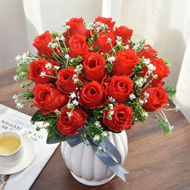 Large Number 18 Head Emulated Rose Bouquet Interior Decoration Flower Wedding Celebration with flower fake flower Living room Bedroom Pendulum