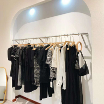 Clothing store display stand on the wall creative custom thickened stainless steel womens clothing store display rack silver hanging pole