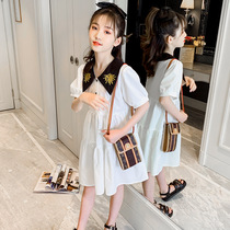 Next win Girl white dress 2021 summer new Korean little girl foreign style children cotton princess dress