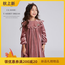 Spring girl velvet dress 2021 Spring and Autumn new childrens foreign style baby skirt
