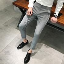 Youth drop-feeling casual pants Korean version of hanging pants mens self-cultivation trend non-iron British nine-foot pants