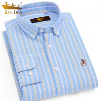 KIN DON Gold Shield Men's Long Sleeve Shirt Trend Striped Cotton Men's Business Casual Shirt Men's Top Clothing
