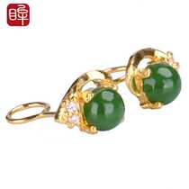 Impressionary eyes gold inlaid Hetian jade earrings gold inlay Jasper earrings earrings yx190970