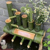   Office feng shui pool ornaments Floor-to-ceiling running water watermill goldfish tank fish pond rolling absorbent bamboo tube filter