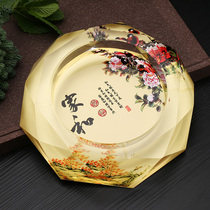 Creative personality trend household living room Chinese ashtray New Chinese crystal glass cylinder large Chinese style ashtray