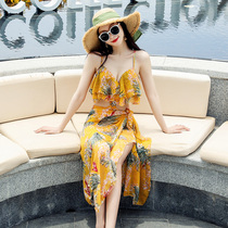 Swimsuit female fairy fan sexy bikini small chest gathered ruffle thin boxer pants holiday small fragrance swimsuit