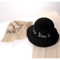 Hat female autumn and winter New Basin cap student hat letter smiley face embroidered knitted hat Joker thick warm wool cap