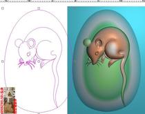 12 zodiac rat oval pendant phase carving jdp relief gray scale wood carving Computer engraving