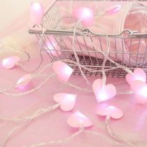 LED lights Fabric peach heart string lights Love decorative lights Girl heart battery photo childrens room reading area props