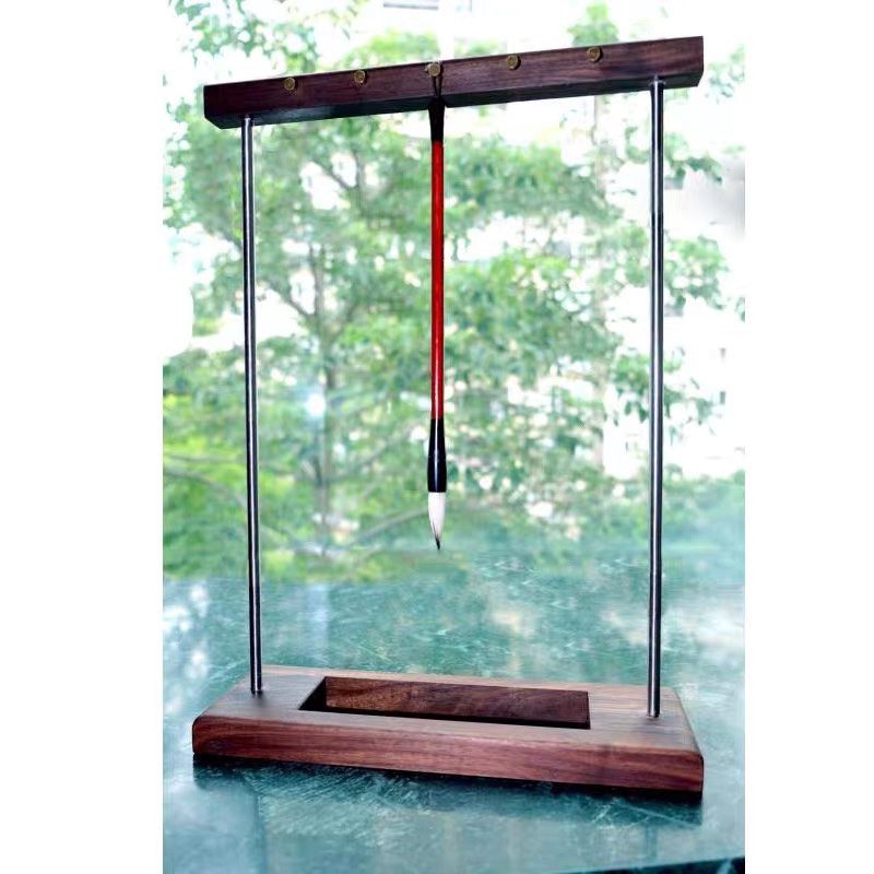 Solid Wood Hanging Rack Brief Hanging Wenfang Room Creative Writing Brush Containing Layer Rack Atmosphere Ornament Rack Brush Shelve Shelf