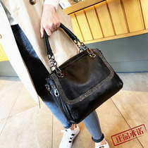 Hong Kong New Drilling Handbag Female Leather Bag Fashion Slipper Bag Simple Capacity Single Shoulder Tide