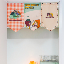 Festival cartoon cute triangle cotton linen curtain fabric half curtain dormitory partition curtain bedroom decoration hanging curtain custom