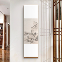 New Chinese-style log living room decoration painting landscape fine brushwork painting Japanese hanging painting porch mural vertical width