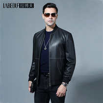 Labov Brand Light Lavish Sheep Leather Leather Leather Clothing Male Leather Jacket Mid-Length Business Authentic Middle Aged Jacket