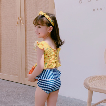  Korean childrens swimsuit girl cute high waist bikini split childrens swimsuit Girl child baby swimsuit