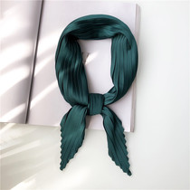 Spring new Korean ins silk scarf small square scarf female decoration wrinkle Joker hair belt retro simple literary scarf