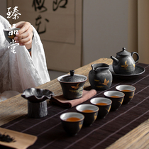 Retro Chinese tea set set home simple tea art Office guest living room kung fu teapot tea ceramic set
