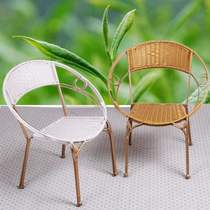 Rattan chair coffee table three-piece set balcony rattan bamboo leisure table and chair combination small vine chair single back chair swing chair