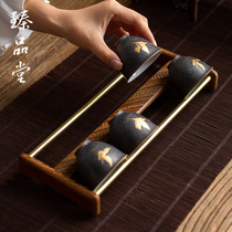 Zhen Pintang copper filter cup holder flower pear ebony wood storage cup holder cup holder cup holder kung fu tea set kung fu tea set accessories