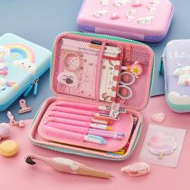 Korean stationery box pencil case female primary school children and girls multifunctional cute pencil bag boy kindergarten unicorn resistant girl heart large capacity Net Red simple 3d first grade cartoon