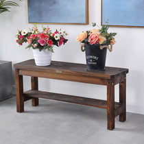 Anti-corrosive wooden stool flower stool solid wood single sitting room strip bench decarbonated wooden dwarf bench Flower Shelf Simple Flower Racks