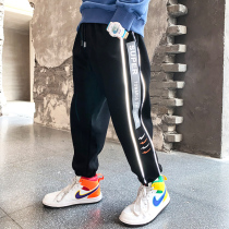 Boys trousers spring and autumn models 2021 new childrens trousers in the big children autumn sports pants foreign style loose leisure tide