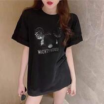  Rongerjia womens top 2021 summer new style-Xiaomi heavy industry T-shirt short-sleeved Western style simple all-match thin