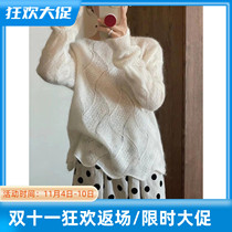 JOLIMENT mohair hollow knitted sweater womens 2022 autumn new long-sleeved thin hollow knitted top