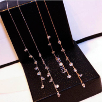 2021 New Tide Korean version of Japan South Korea Europe and America exaggerated temperament long zircon ear wire color earrings real gold girl