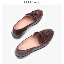 Loafers womens lazy pedal womens shoes 2021 autumn new Korean version wild tassel small leather shoes womens British style