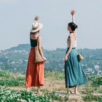 Dream Horse vintage wrap dress Great Northwest Prairie vacation style Wild skirt Hanging bag skirt to ankle skirt