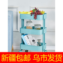 Xinjiang shelf floor bedroom kitchen trolley home storage rack removable bathroom with wheels