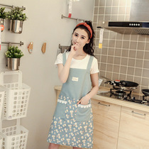 Cute Korean cartoon kitchen large size apron long sleeve waterproof and oil-proof womens double layer breathable adult coat home