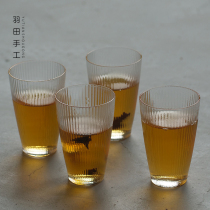 Haneda Liangpin Japanese vertical stripe Cup heat-resistant glass transparent small teacup green tea cup coffee cup flower tea