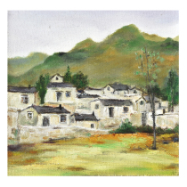 Zhonglong art hand-painted oil painting orphan Li Ting village impression living room decorative painting collection national tide art
