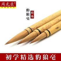 zhou hu chen brush set leopard a writing brush made of weasels hair bi beginners is large zhong kai xiao kai chao jing pen students Xingkai calligraphy painting