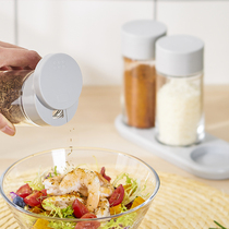 Glass dressing bottle single Japanese Japanese sliding lid Nordic kitchen with lid moisture-proof seasoning tank combination three-piece set