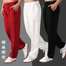 Martial arts training pants Taiji pants mens cotton hemp spring and summer Taiji clothes practice pants womens bloomers yoga martial arts pants loose