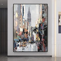 Hand Painted City Xuanguan Background Wall Decoration Painting Modern Abstract Solid Light Lavish Hanging Painting Dining Room Living Room Mural Painting