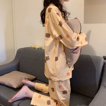 Sleepwear Woman Early Autumn New Long Sleeves Long Pants Korean Version Student Cartoon Cute Autumn Slim sweet and beautiful home Suits Suit